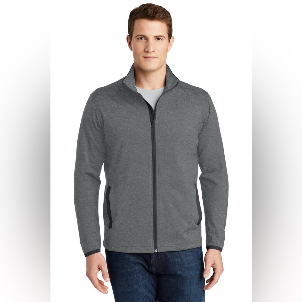 Sport-Tek® Sport-Wick® Stretch Contrast Full-Zip Men's Gray Full-Zip Jacket